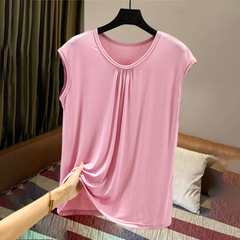 Summer short-sleeved T-shirt for women loose large size base shirt with thin solid color home shirt