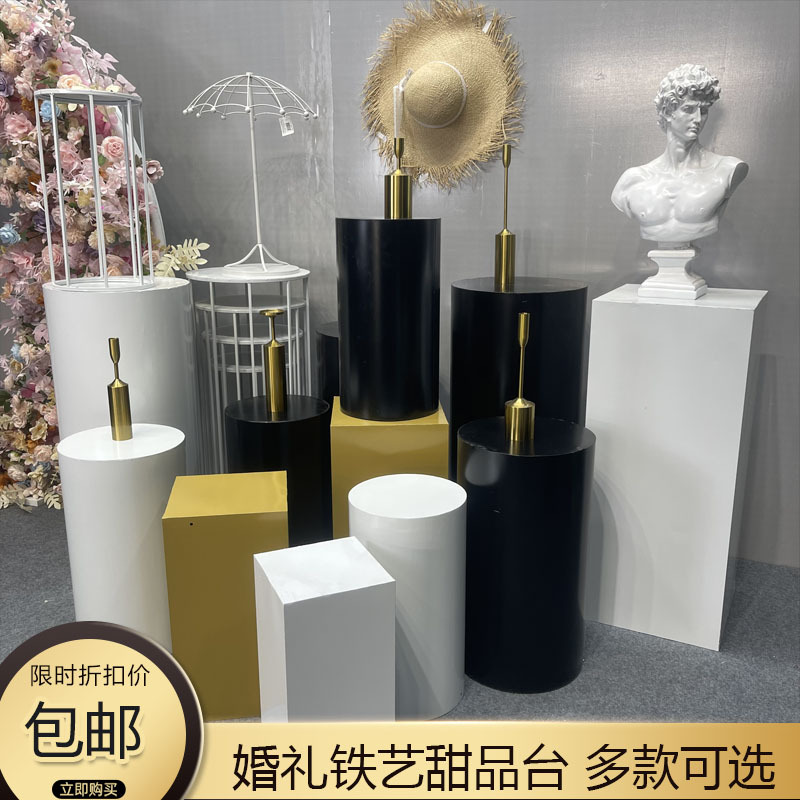 外贸热销婚庆新款几何路引长方形铁艺甜品台花器摆件T台花架装饰