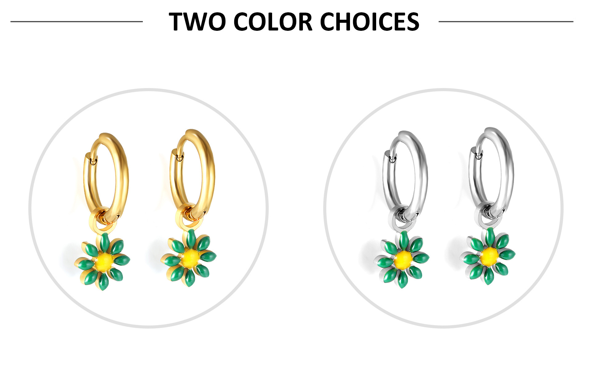 304 Stainless Steel Ear Needle Material 1 Pair Simple Style Classic Style Daisy Plating 304 Stainless Steel Drop Earrings