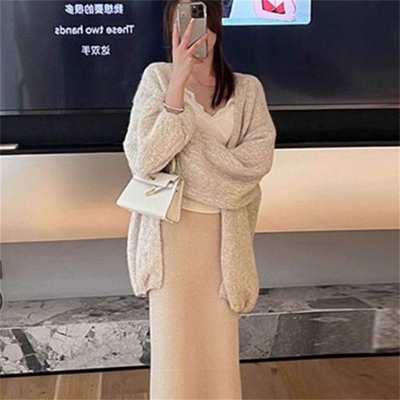 软糯韩系慵懒风气质时尚毛衣外套女秋冬宽松大码洋气感针织开衫女|undefined