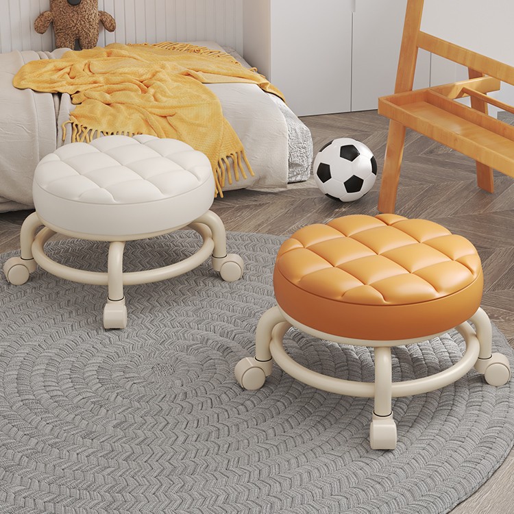 Children's Swivel Stool with Wheels, Round Stool, Bench, Low Stool for Living Room, Small Stool for Home Use, Pedicure, Toddler Learning