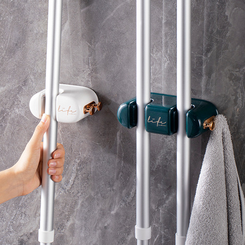 Self-designed light luxury style mop holder cross-border punch-free bathroom bathroom multi-functional mop holder broom holder