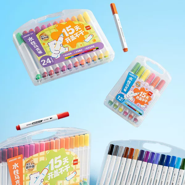Deli Marker Triangle Bar Water-based Marker Washable Double-head Marker Safe Dyeable Melt Color Overlay