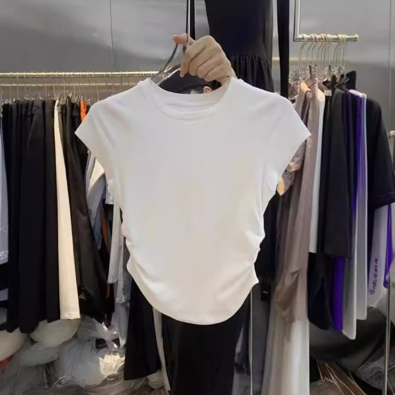 ホットガールピュアデューティウエスト Tシャツ半袖女性のための 2025 夏の新無地底プルオーバースリムショートトップ女性のための|undefined