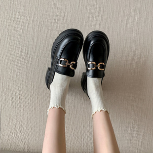 Loafers women's shoes 2023 spring new British style single-layer shoes student JK preppy style thick sole height increasing small leather shoes
