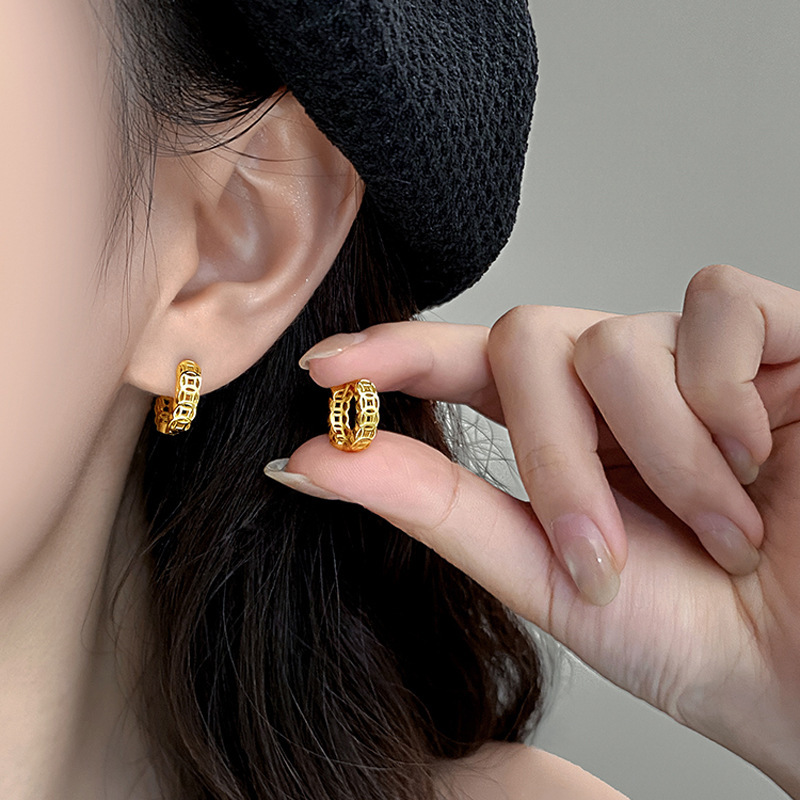 S999 Sterling Silver Lucky Coin Earrings Women