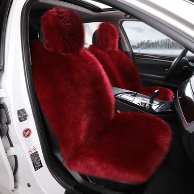 heated wool cashmere backrest – Seat cushion, seat cover - burgundy-five-seat-set-long-hair-thickening