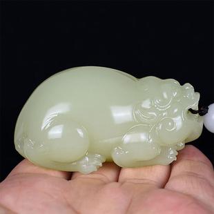 Factory wholesale Afghan jade white jade brave hand piece light blue three-dimensional brave jade hand piece