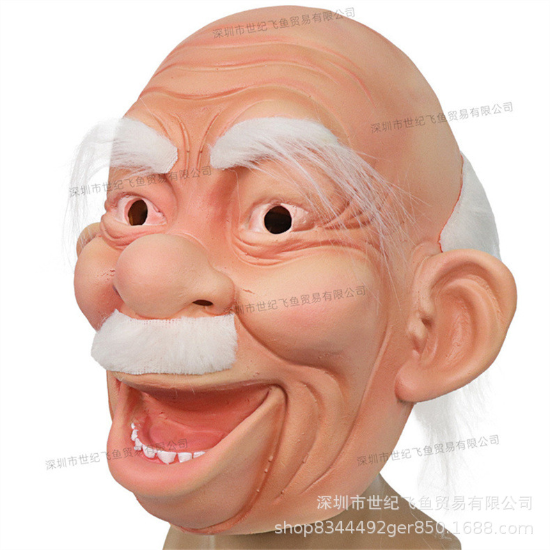Nueva máscara de Halloween transfronteriza para los ancianos sombrero Mascarada Barba Blanca cara viejo abuelo látex