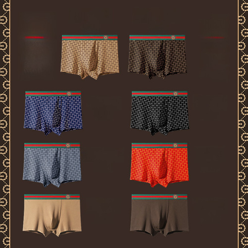 Men's Underwear Same as GD Style GDAD Gift Box Set 100% Cotton Straight Leg Wholesale Printed Youth Red Briefs