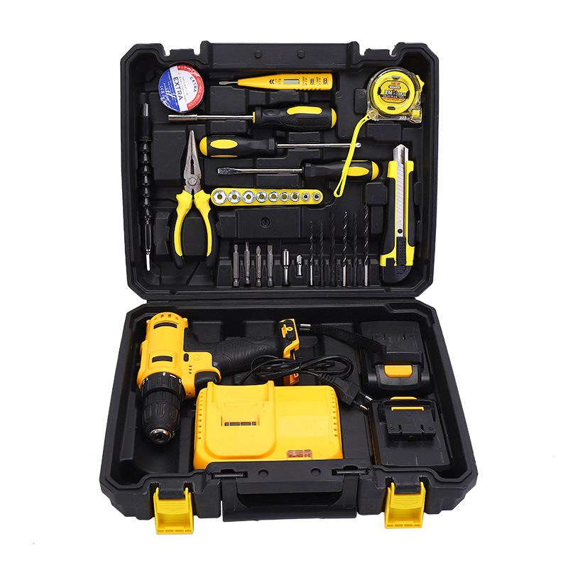 Conjunto de combinación de herramientas de hardware de 35 piezas para trabajar la madera Caja de Herramientas manual batería de litio traje de taladro eléctrico destornillador eléctrico
