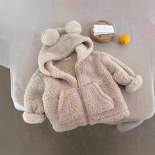 儿童毛绒外套男女童冬款加厚棉服宝宝羊羔毛外衣中小童耳朵毛毛衣