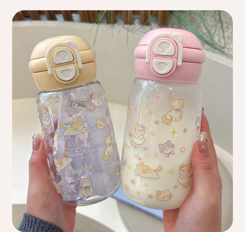 Cute Straw Water Bottle Large Capacity Portable For Students_voghion.com