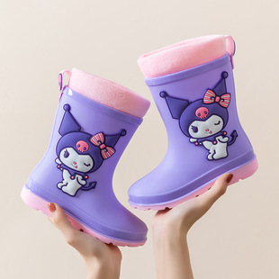 Sanrio Cute Cotton Children's Rain Shoes Thickened Light Non-Slip Wear-Resistant Fashionable Rain Boots for Boys and Girls