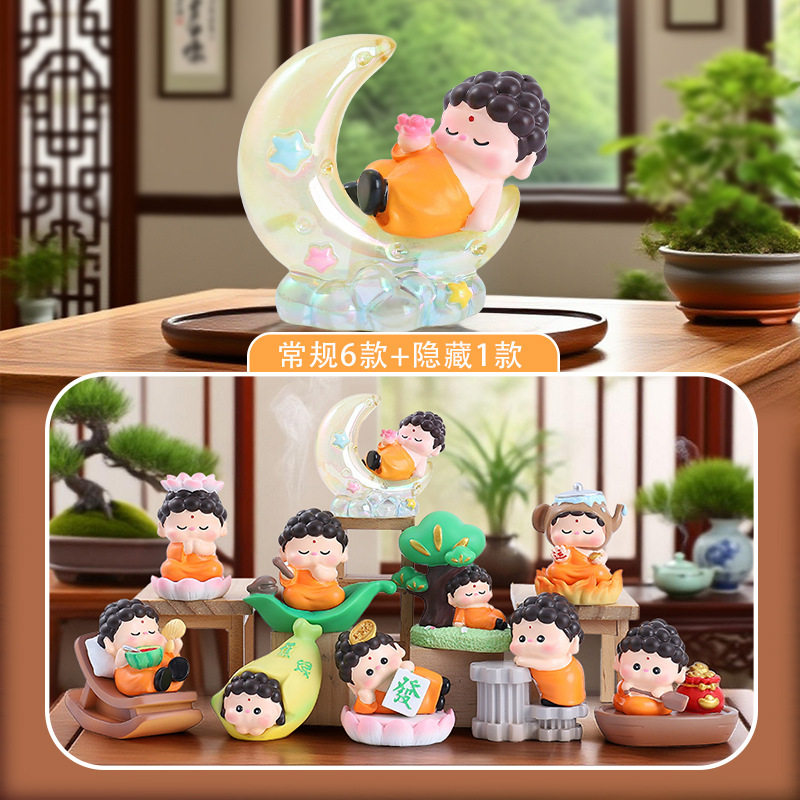 Internet-Famous Zen-Style Home Decor Pieces, All Things Go Well, Buddha Blind Box Resin Crafts, Stress-Relief Desktop Decoration, Wholesale