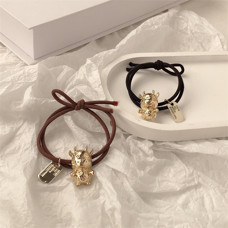 Hermoso retro aleación cabeza cuerda red simple moda de alta elasticidad base anillo de cabello popular cabello de cola de caballo mujer