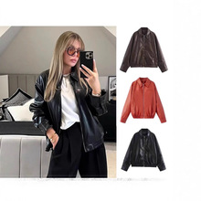 2025女士新款皮衣机车夹克大码女装外套跨境速卖通爆款翻领欧美