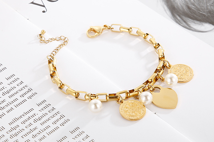20g Weight PVD Coated Gold Plating Process 18K Gold Plated Plating Material 304 Stainless Steel Pendant Material No Inlaid Inlay Material Bracelets Classification 304 Stainless Steel Chain Material Anniversary, Business, Travel Occasion 304 Stainless Steel Material Heart Pattern Women'S Gender Fashion Style Waterproof Non Tarnish Craft Gold, Silver Color PVD Coated 18K Gold Plated Heart Titanium Steel Fashion Waterproof Non Tarnish Bracelets 3