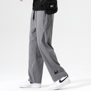 Straight Pants Men's Summer Trendy New Ice Silk All-match Vintage Casual Pants plus size Plus Size Men's Pants