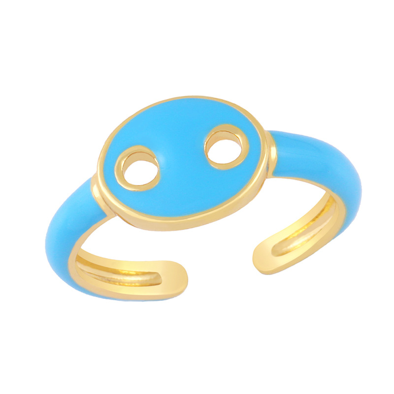 Simple Fashion Color Dripping Hollow Pig Nose Copper Ring Wholesale Nihaojewelry display picture 7