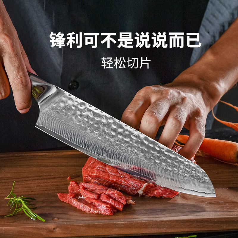 Cuchillo de acero de Damasco de 8 pulgadas de arena de madera de hierro cocina cuchillo transfronterizo exclusivo para la aprobación