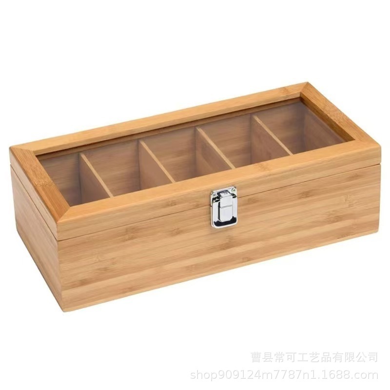 木製収納ボックスデスクトップフリップトップ無垢材コンパートメントオーガナイザーホームデスクコーヒーティーバッグ収納ボックス|undefined