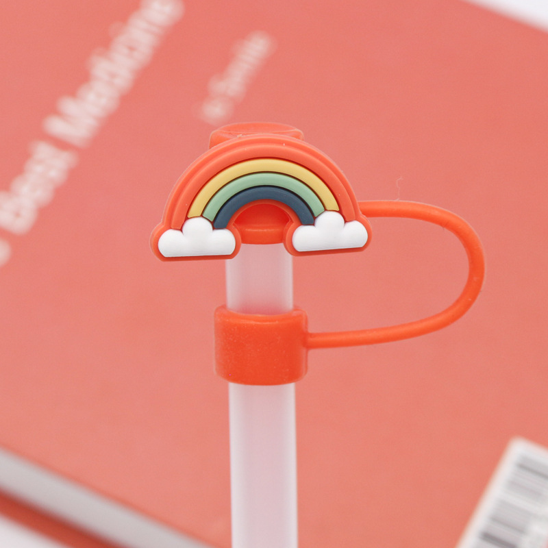 Nueva funda de silicona de 10 mm para pajitas de dibujos animados, tapa de pajita con diseño de animal, protección a prueba de polvo, tapón de pajita personalizado, listo para la venta