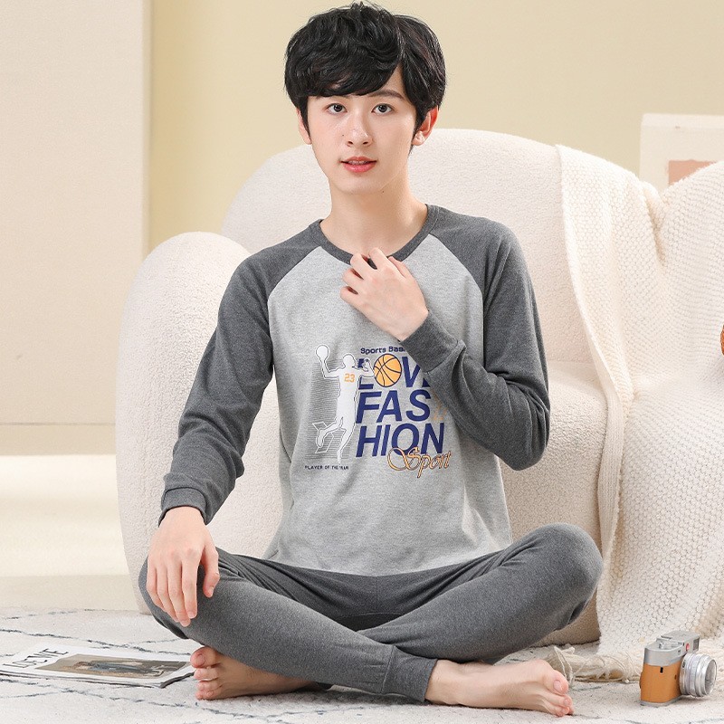 男童秋衣秋裤青少年纯棉保暖内衣女童睡衣中大学生打底棉毛衫套装|undefined