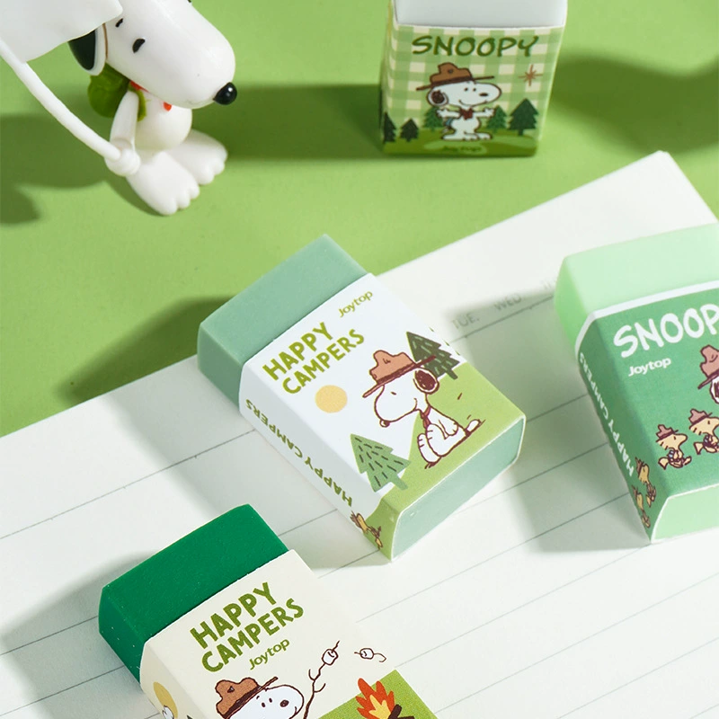 悦木 Snoopy - Camping Diary Series Eraser Anime Cartoon Student Pencil Drawing Easy to Erasp without Dishes