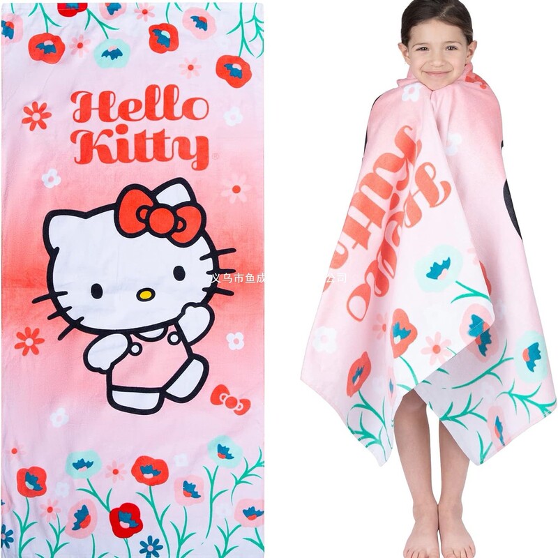 Amazon's Best-Selling Cartoon Hellokitty Multifunctional Beach Towel Pink Absorbent Bath Towel for Swimming and Home Use