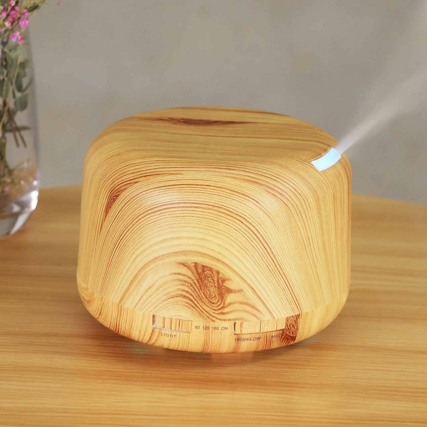 Оптовый Ароматерапевтический увлажнитель с древесным зерном 500 мл ультразвуковой распылитель с дистанционным управлением красочный холодный туман ароматерапевтическая машина трансграничная