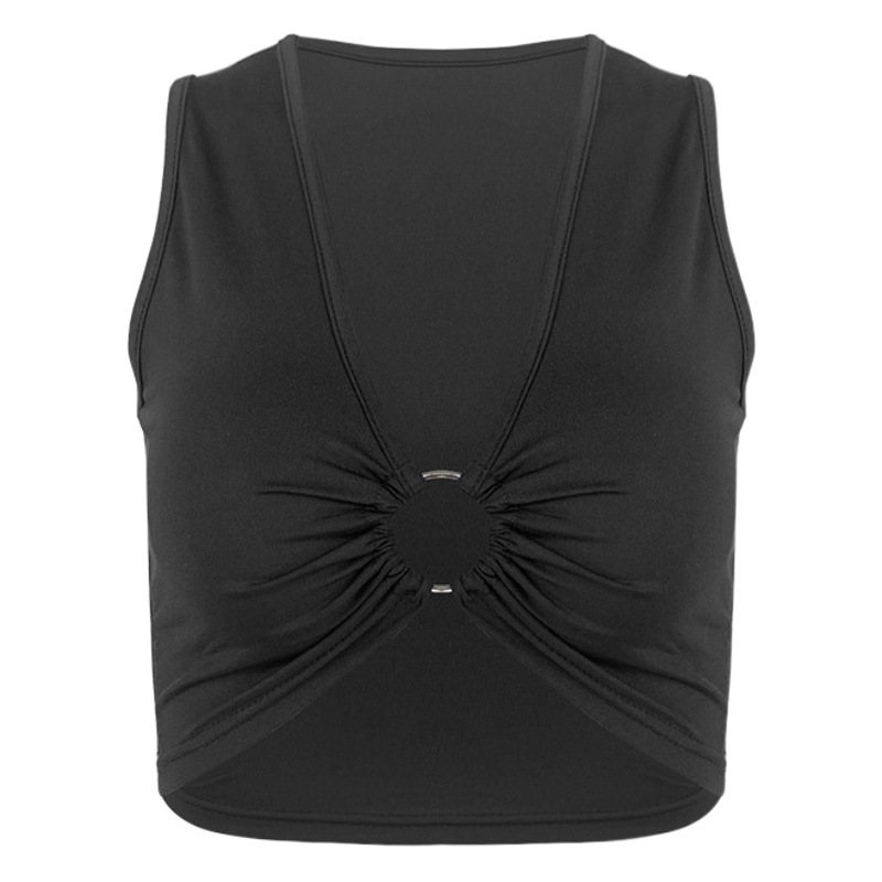 AliExpress verano nueva ropa de mujer europea y americana ins sexy sin mangas de color sólido hueco apretado ombligo V-cuello chaleco