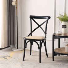 美式实木叉背椅网红椅复古靠背餐椅设计师商用批发高靠背