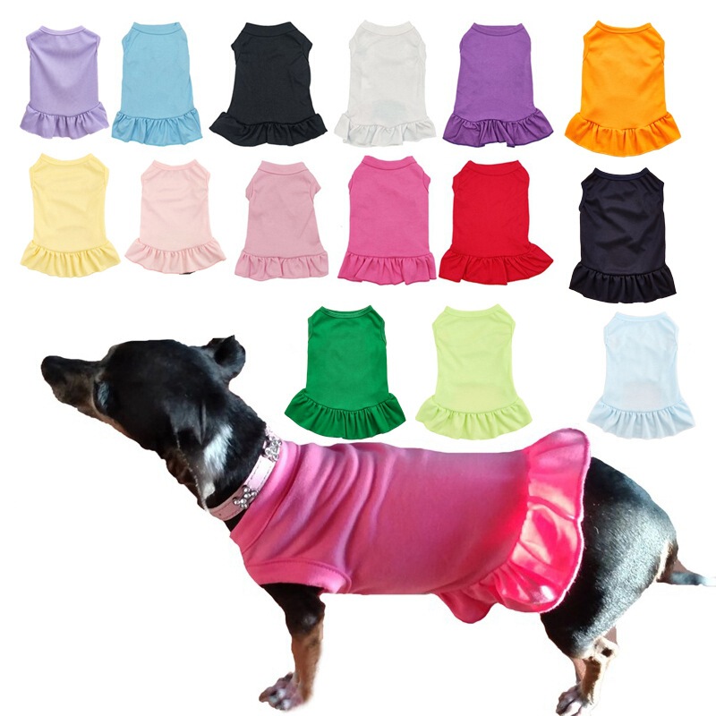 Spring and Summer Pleated T-shirt Princess Ruffled Ins Foreign Trade Teddy Dog Cat Pet Skirt Sleeveless dress