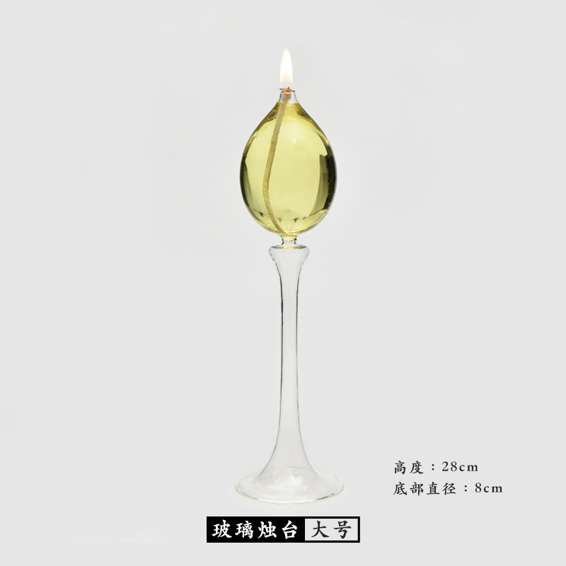Creativo vidrio transparente vidrio candelabro lámpara de aceite decoración del hogar creativo europeo romántico vela cena lámpara de aceite de vidrio