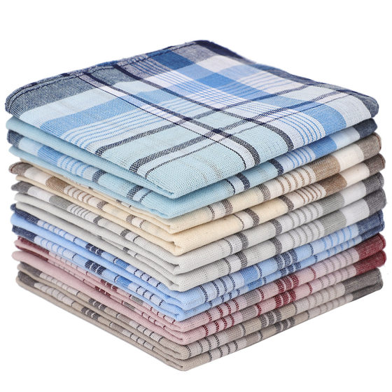 Amazon Cotton Handkerchief Men's Plaid Handkerchief Elder Classic Old Shanghai Handkerchief Cross-border Explosions