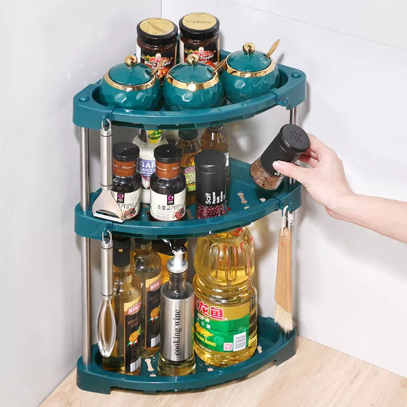 现代简约塑料方便收纳厨房置物架厂家批发三层多功能厨房置物架