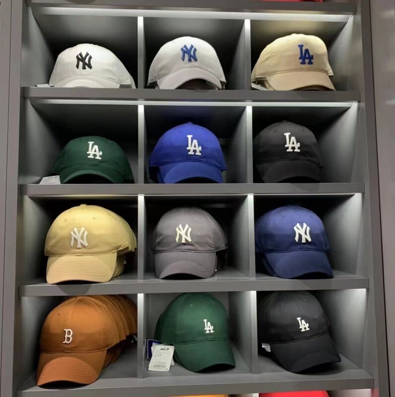 MLB棒球帽NY洋基队2025软顶复古韩国帽子男女款弯檐LA遮阳鸭舌帽|undefined
