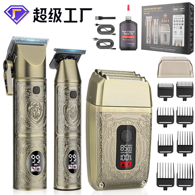 Cortador de pelo para niños LCD conjunto cortador de pelo eléctrico para hombres cabeza de aceite tallado cortador de pelo eléctrico empujador cortador de pelo eléctrico