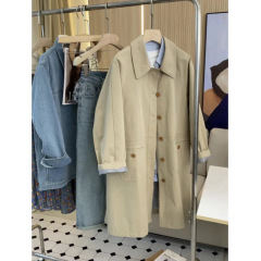 女性用ミドル丈ウインドブレーカージャケット2025春新作小柄ゆったりカジュアル和風ワークコートが似合う