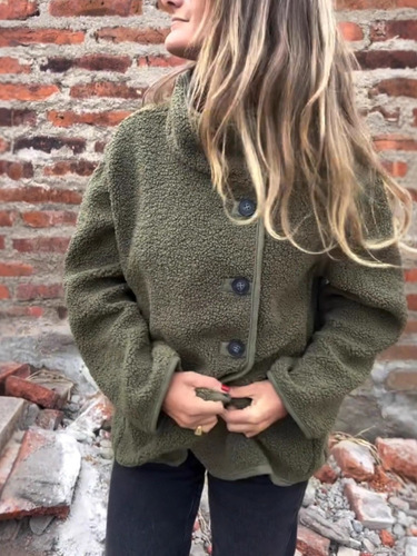 Independent Station INS autumn and winter new style buttons fluffy coat lapel buttons loose warm velvet shirt
