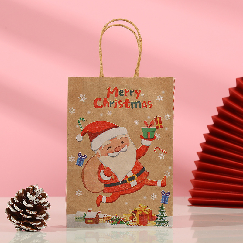 国境を越えたクラフト紙袋クリスマス祭りプレゼント包装袋卸売りはロゴスポットを印刷してクリスマスを印刷することができる|undefined