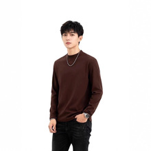 跨境外贸秋季新款男装直播长袖双面德绒半高领长袖T恤现货