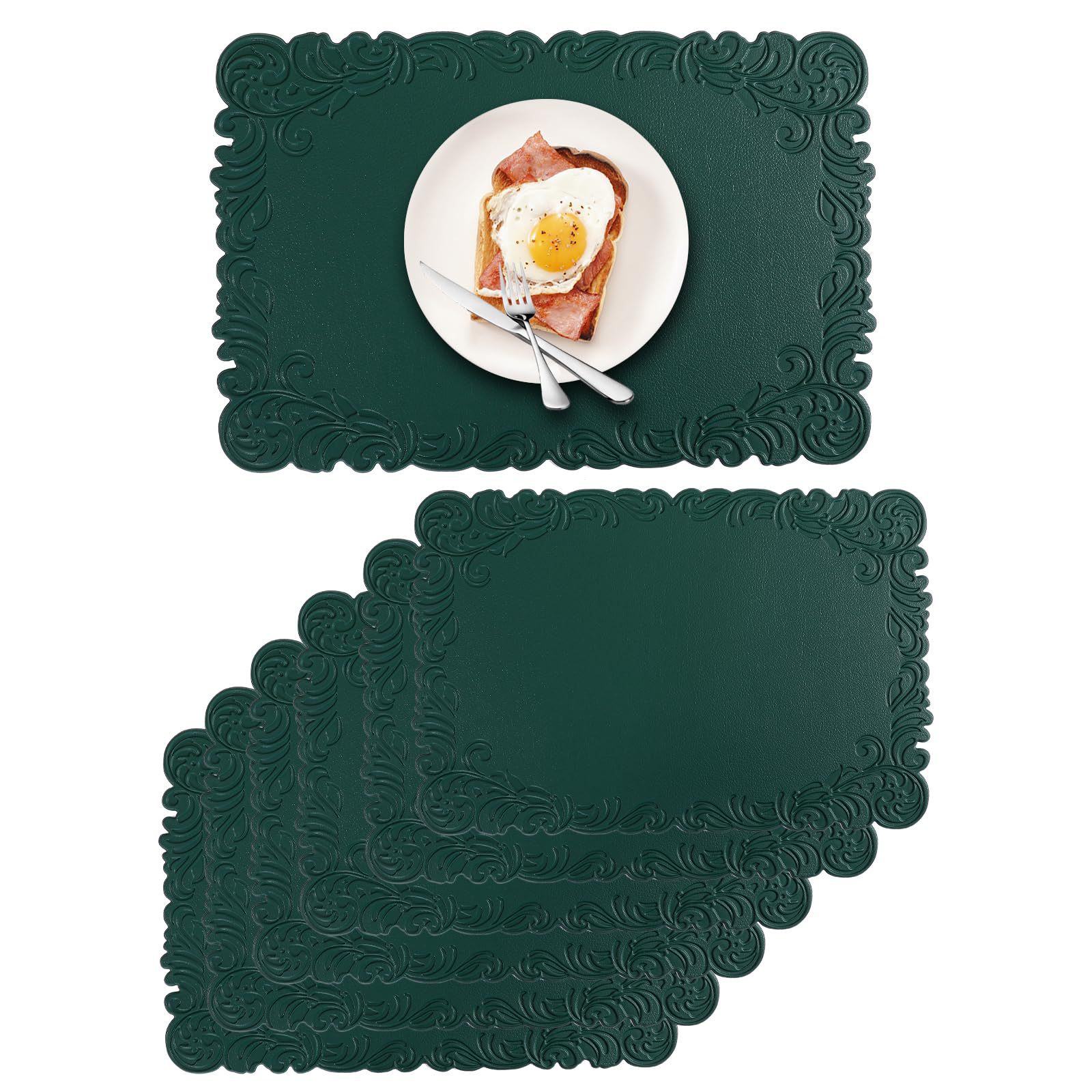 En relieve de cuero en relieve placemat vintage corte PVC placemat AISLAMIENTO impermeable montaña estera de mesa de comida occidental montaña estera de mesa