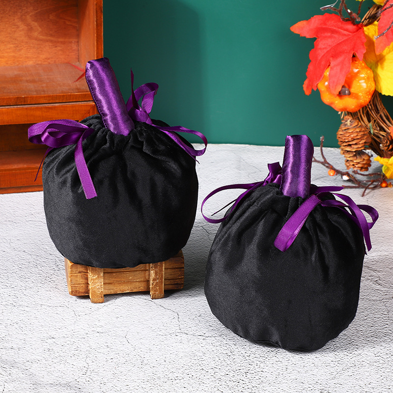 Bolso de caramelo de calabaza con corcho de terciopelo de Halloween, bolsa de calabaza, bolsa de caramelo de fiesta, bolsa de caramelo decorativa, bolsa de terciopelo
