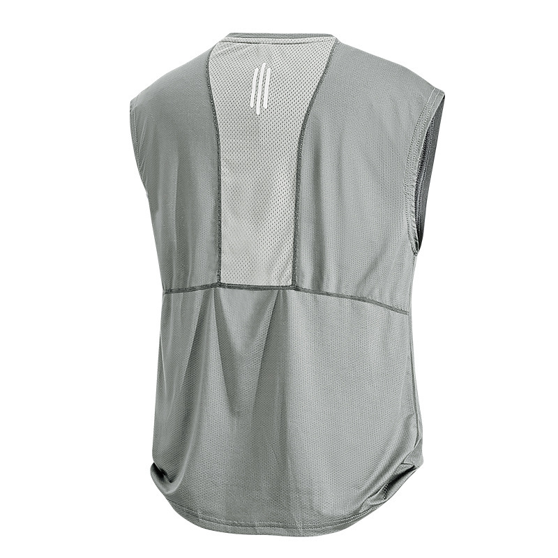 アイスシルクノースリーブメンズ Tシャツ夏薄型通気性ベストフィットネスランニングトレーニング服ベストスポーツアンダーシャツ|undefined