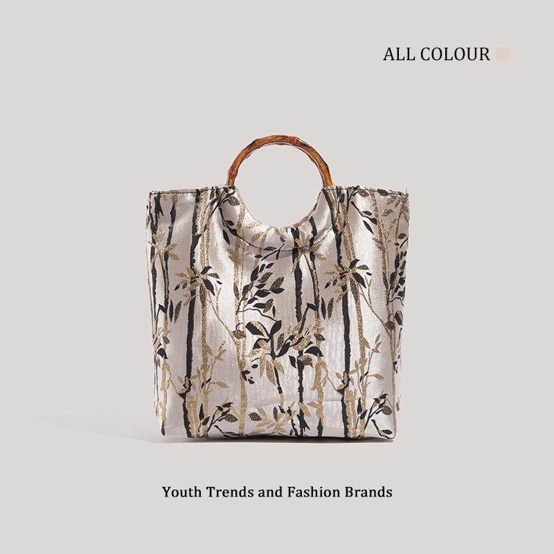 2025 new Chinese style ink series bamboo handbag casual small group bag bamboo hand bag wholesale