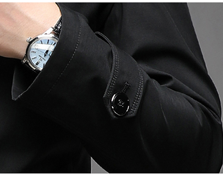 Men's Trench Coat Mid Length Solid Colour Luxury Winter Jacket_voghion.com