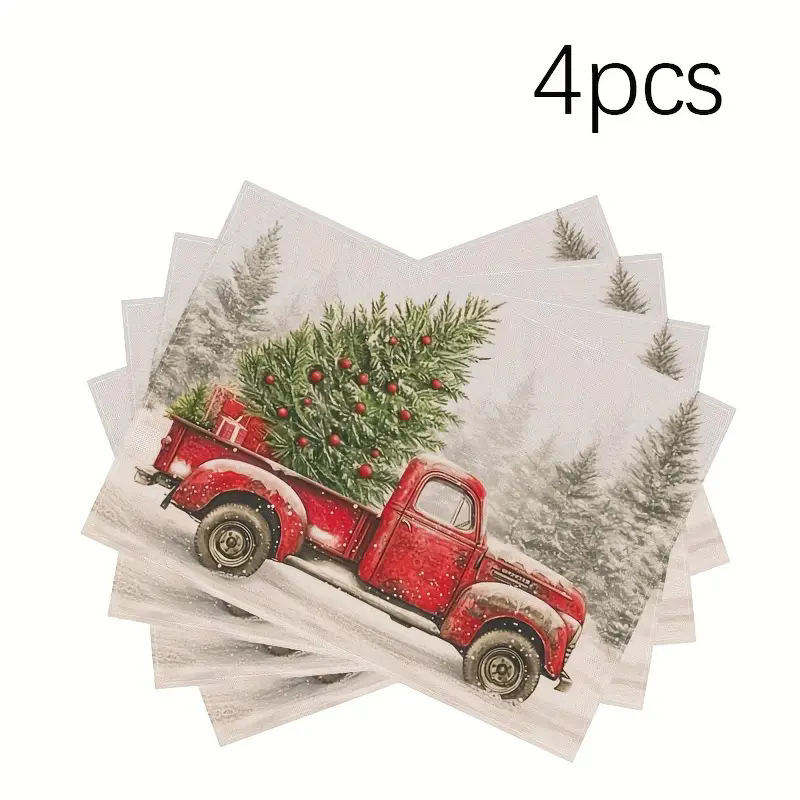 Transfronterizos lino almohadilla de mesa Aliexpress TEMU Amazon almohadilla de mesa cuadrada búfalo rojo almohadilla de Navidad Día de la Independencia