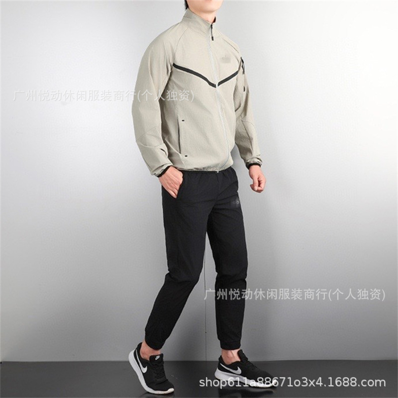 秋のスポーツとレジャースーツメンズ速乾性サイクリング朝ランニングトレーニング陸上競技フィットネスジッパージャケットトレーニング服